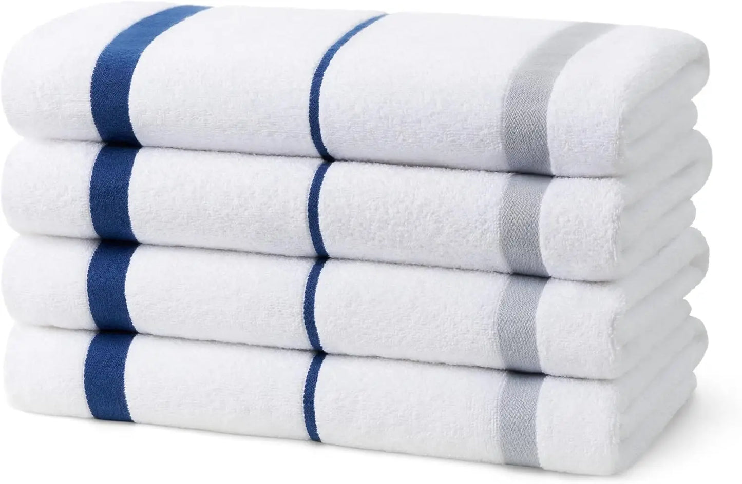 Terry Striped Beach Pool Towels Navy Set 24 30x60 400 GSM