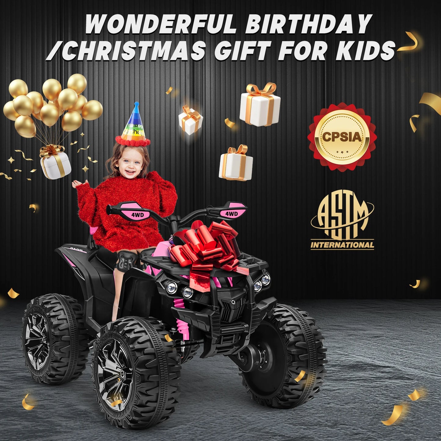 4x4 24V Kids Ride On ATV with Remote 2 Seater Powerful 4 Wheeler Quad Electric Car 800W Motor Ride On Toys with High Low Speed