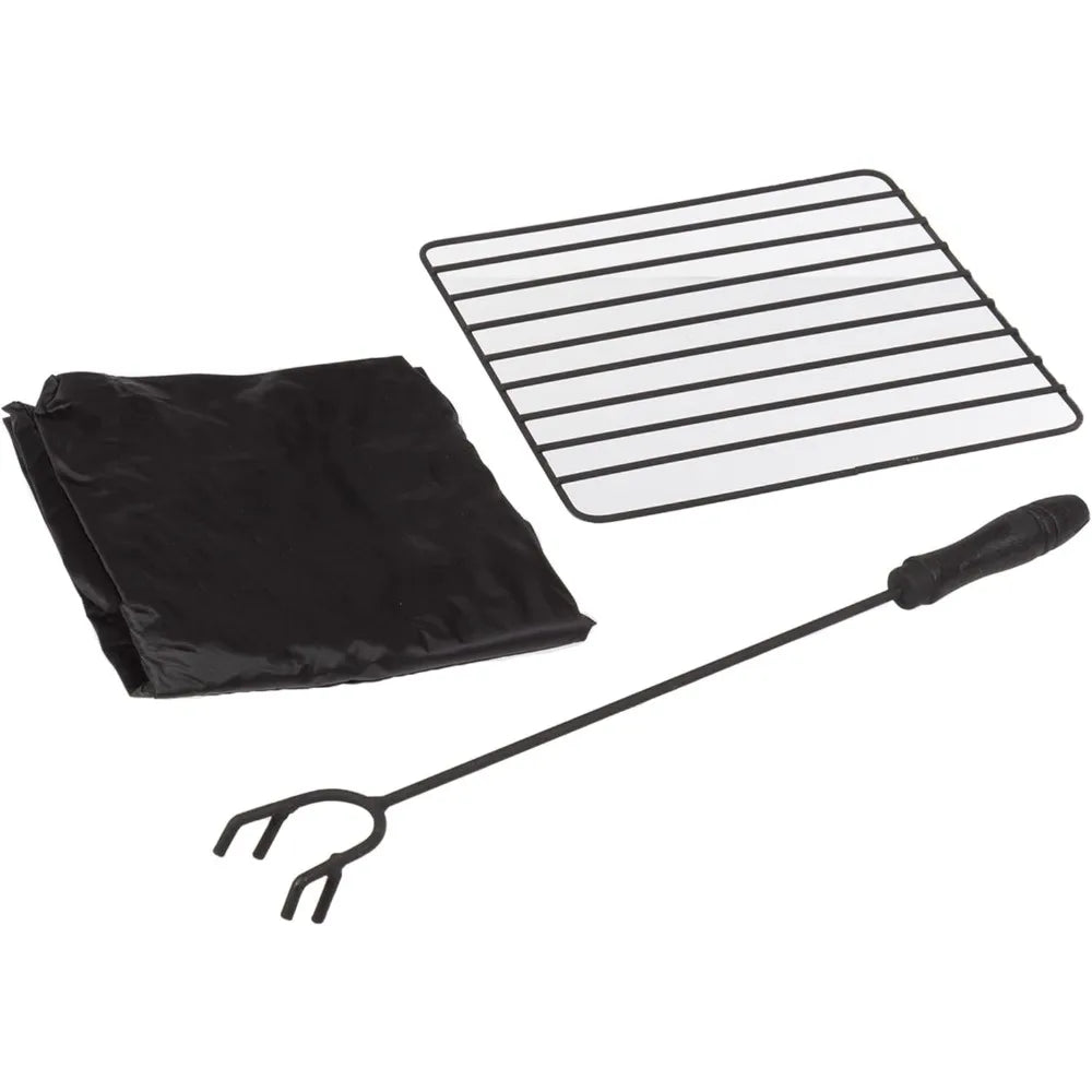 Fire Pit Set Wood Burning Spark Screen Outdoor Log Poker