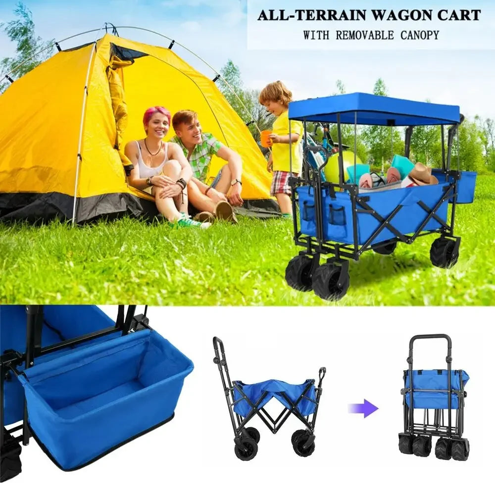 262L Collapsible Garden Cart With Removable Canopy 115Kg