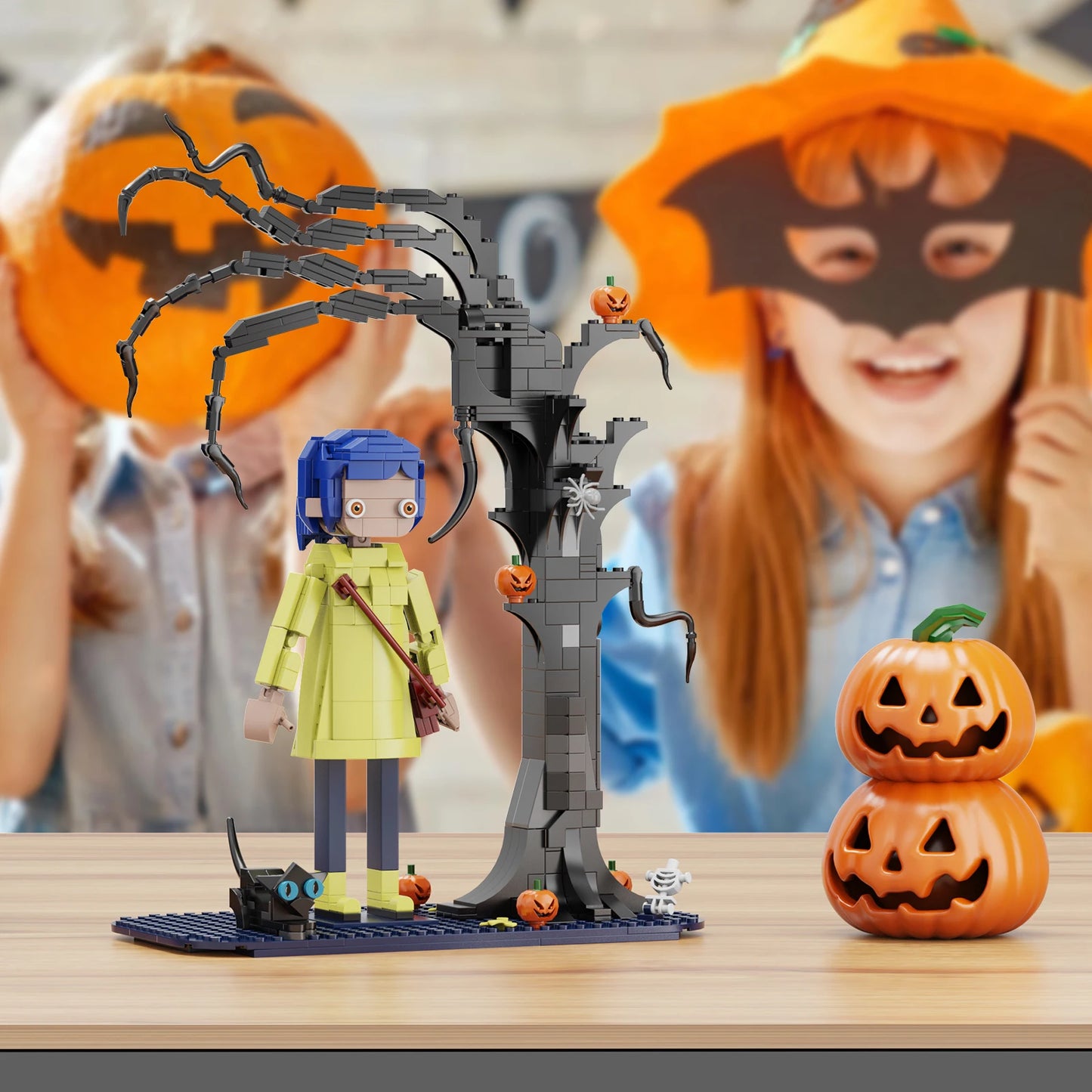 Halloween Coraline Jones Building Blocks Pumpkin Cats