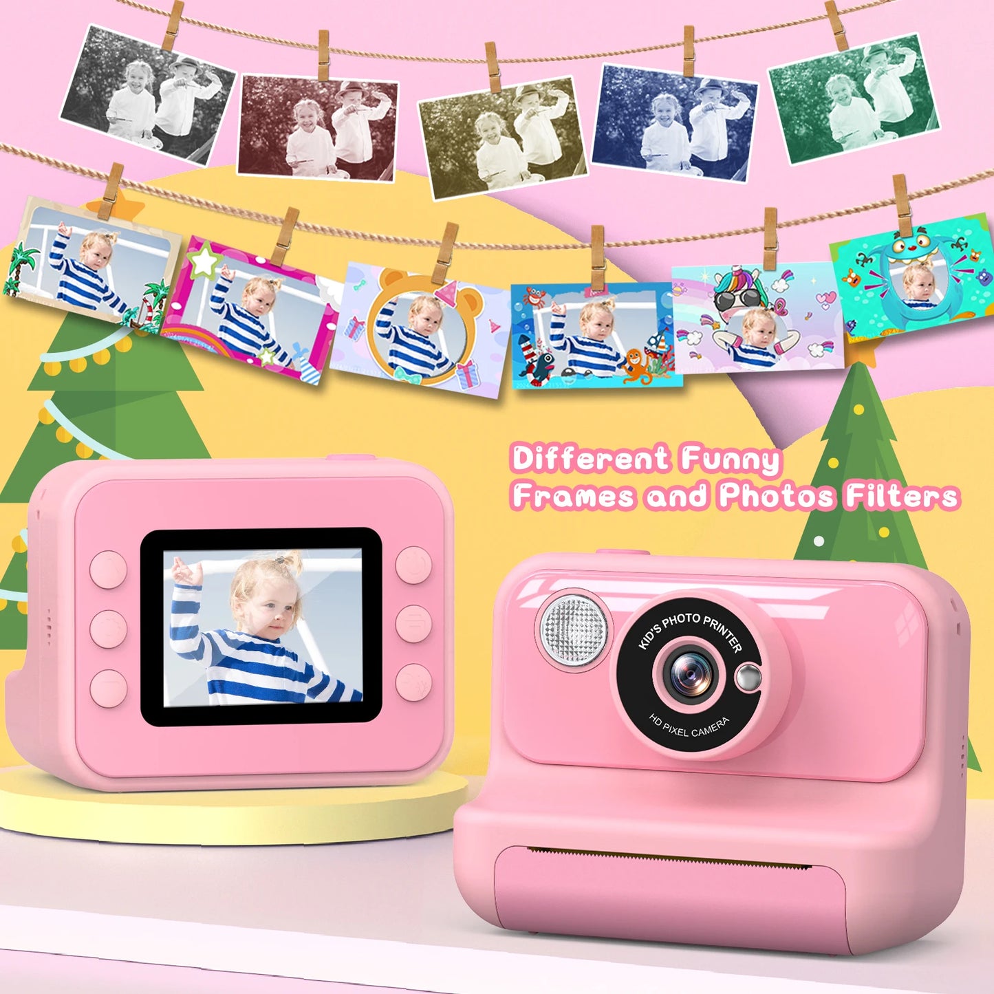 Kids Camera Instant Print 1080P HD Thermal Printing Mini Digital Camera Toy for Toddlers