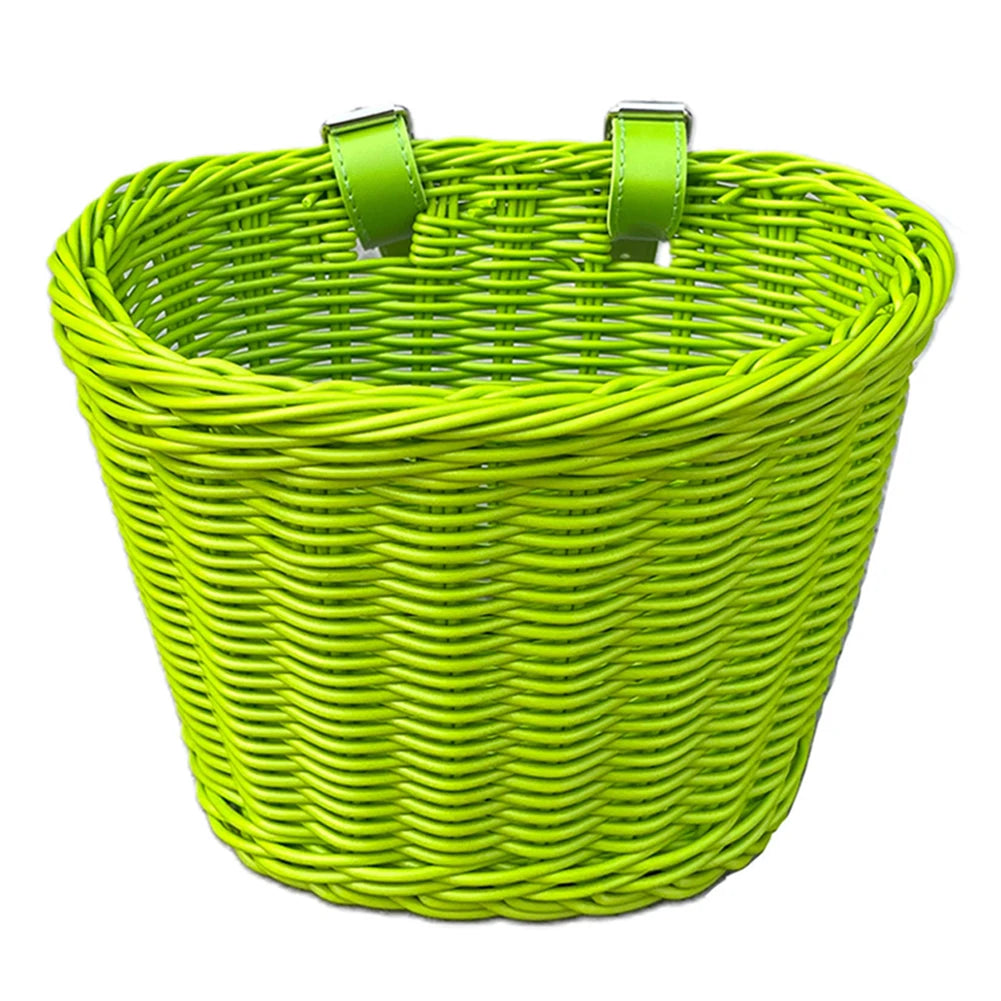 Rattan Bike Basket Front Handlebar Waterproof Handwoven