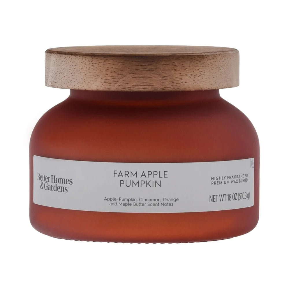 Apple Pumpkin Scented 2 Wick Frosted Jar Candle 18 Ounce