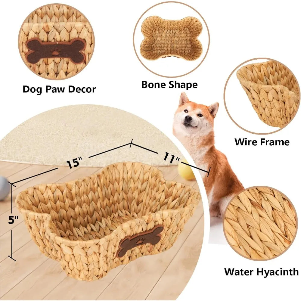 Bone Shaped Pet Toy Basket 2 Pack Dog Cat Storage Organizer