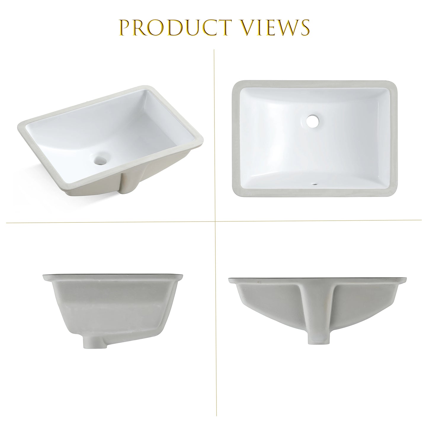 Meje Undermount Rectangular Ceramic Bathroom Sink Vessel