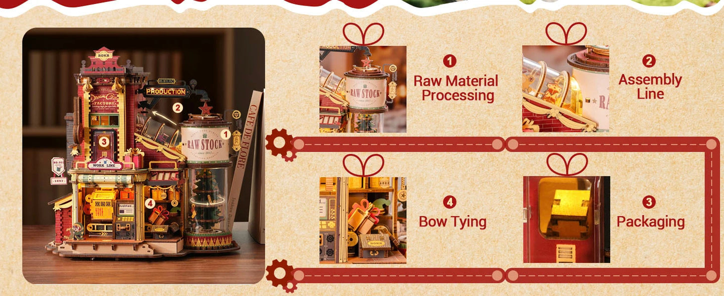 Robotime Rokr Wooden Music Box Dream Gift Factory 3D Kit