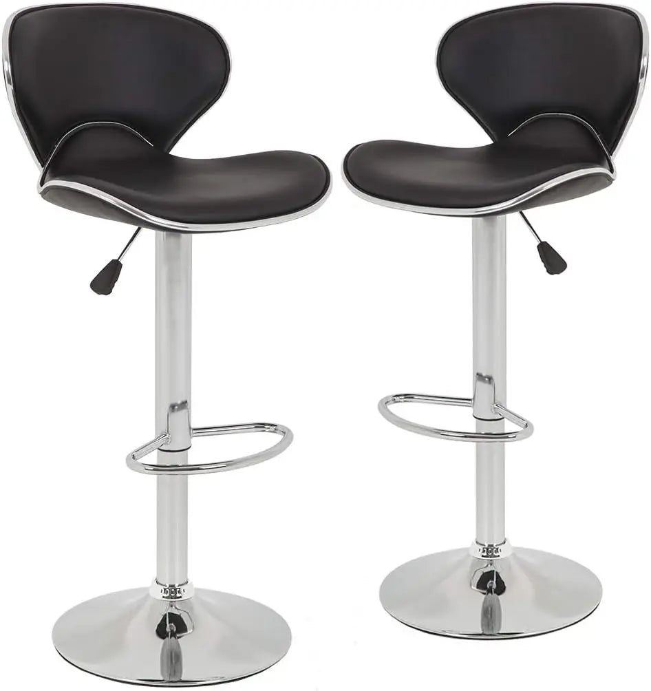 Bar Stools 2 Counter Height Adjustable PU Leather Swivel