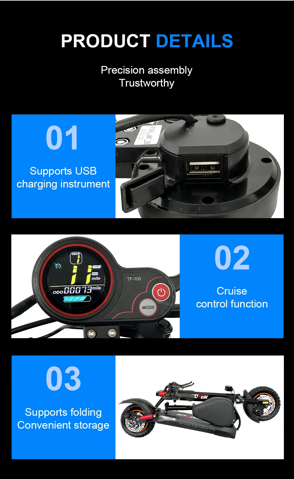 Emanba 800W Electric Kick Scooter 10Inch Off Road 45 55 km