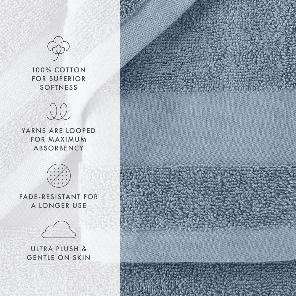 6 Piece Cotton Bath Towel Set Luxury Soft Fade Resistant