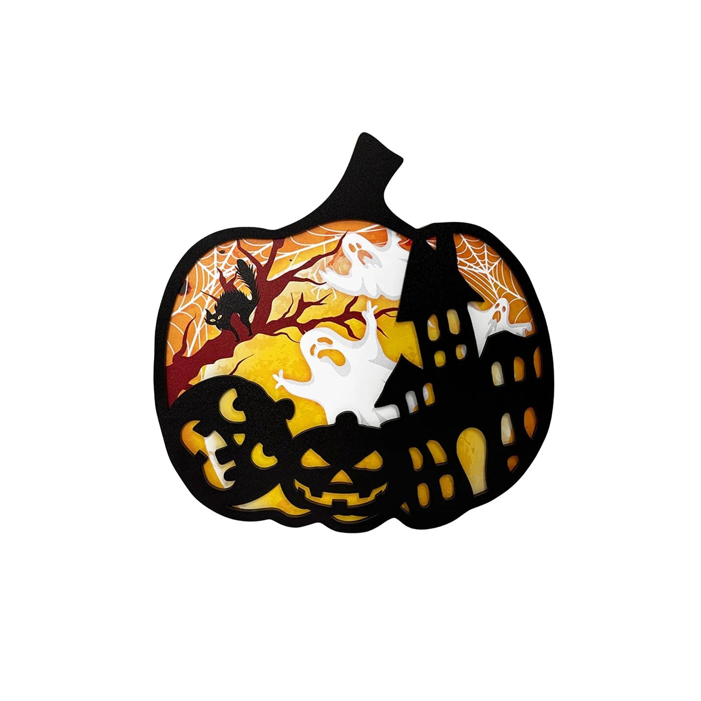 Halloween Pumpkin Wooden Ornament 3D Hollow Decoration for American Holiday Party