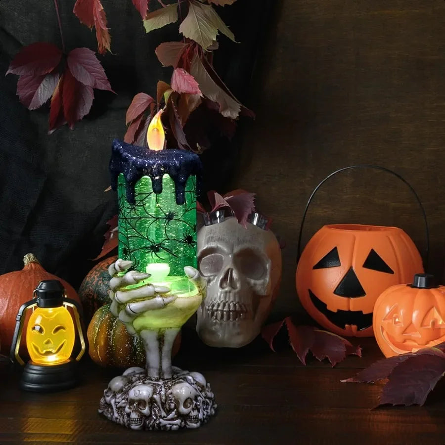 Halloween Spooky Snow Globe Candles Lighted USB Powered