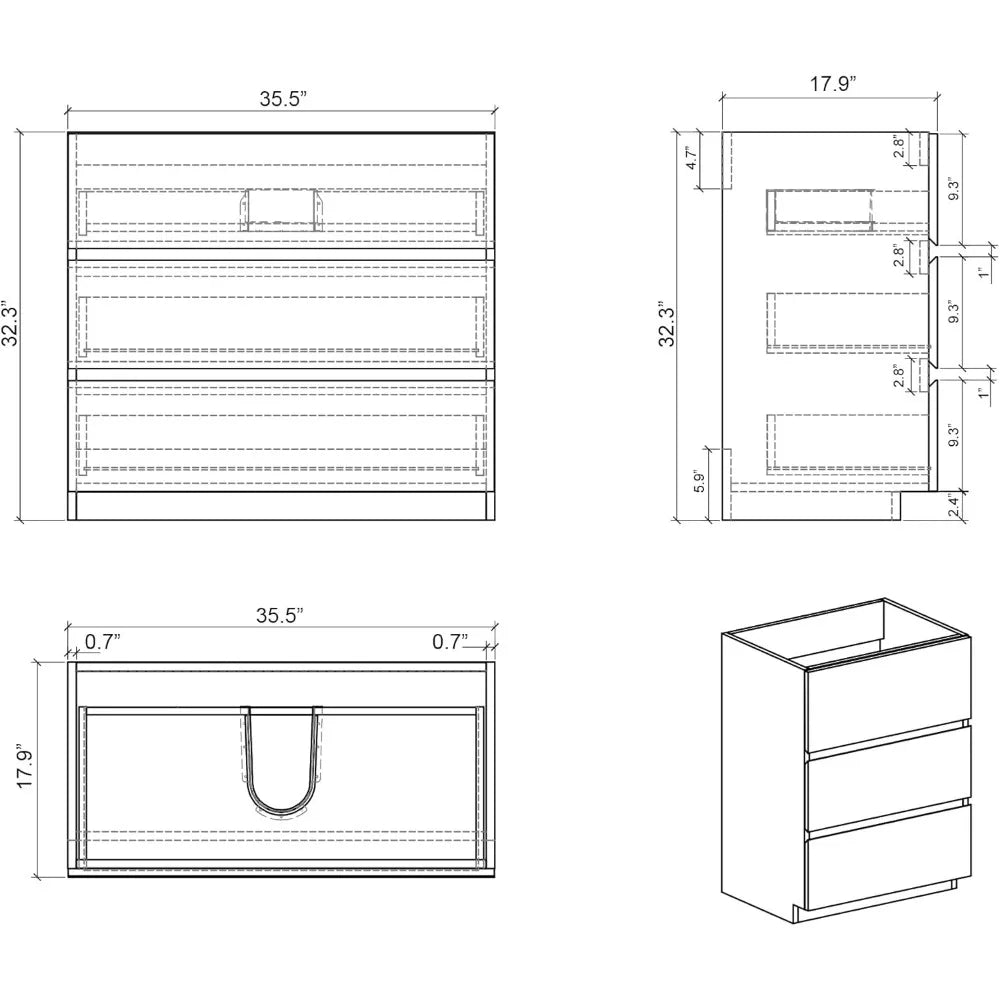 Alice 36 Inch Bathroom Vanity With Overflow And Sink