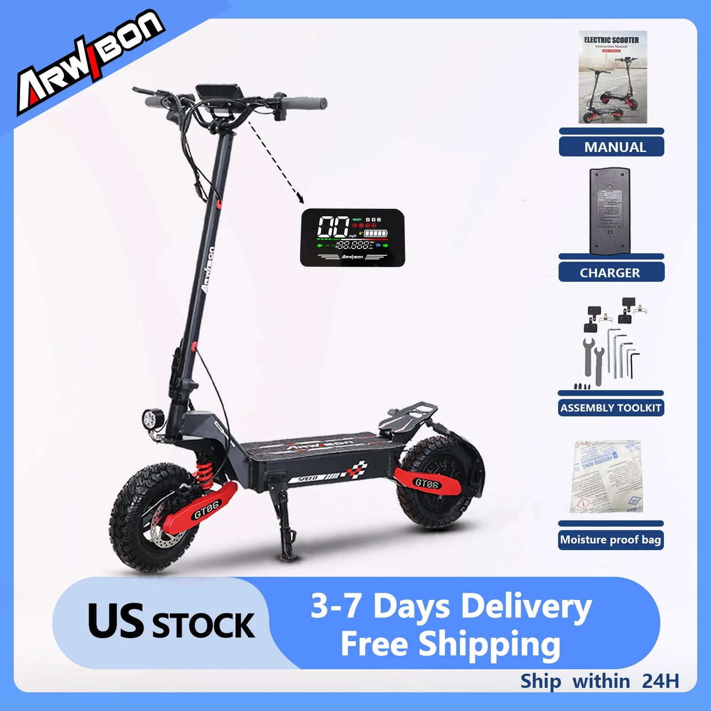 Arwibon GT06 1200W Foldable Escooter For Adults 25MPH
