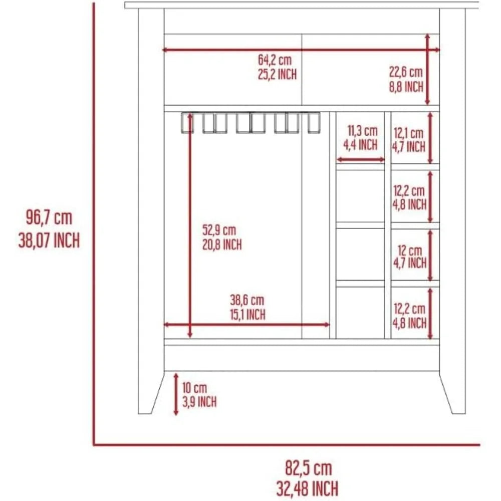 Light Gray Bar Cabinet With Six Built In Wine Racks