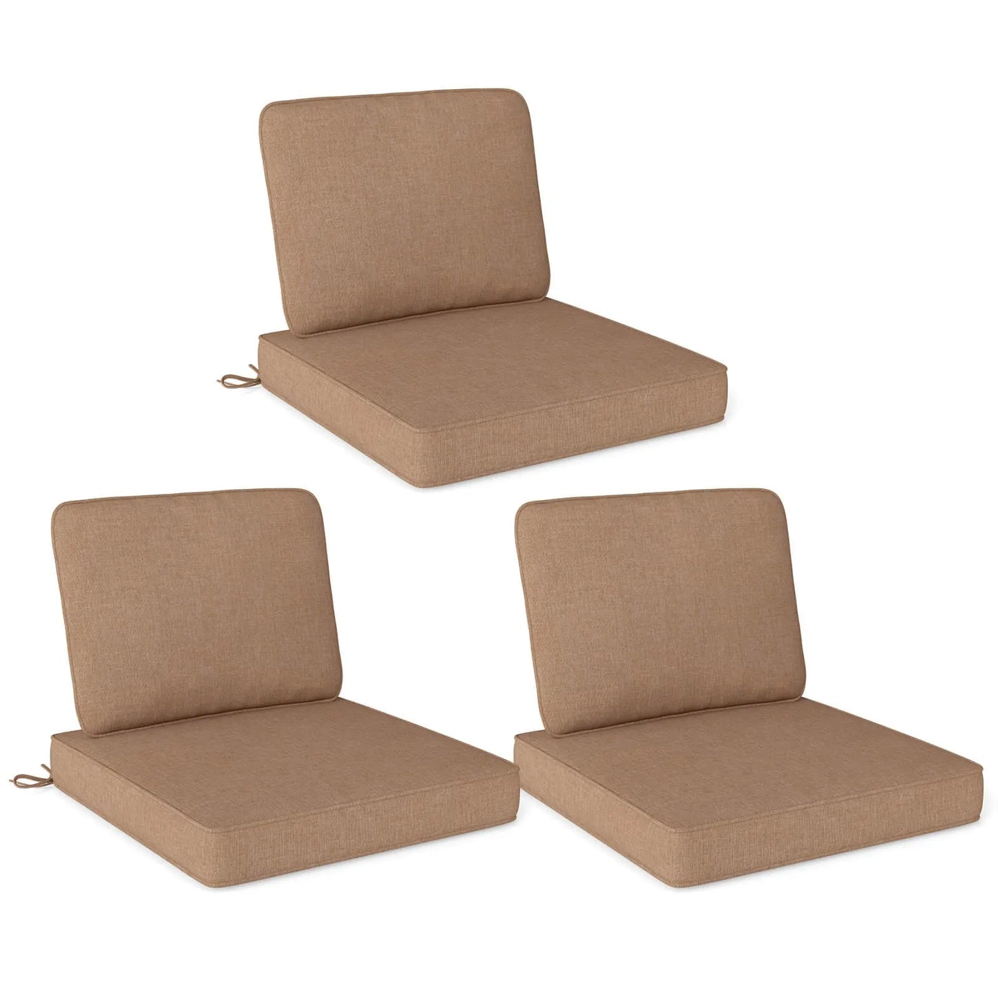 6 Pack 24 Inch x 24 Inch Deep Seat Cushion and Back Pillow with Removable Covers for Outdoor Use