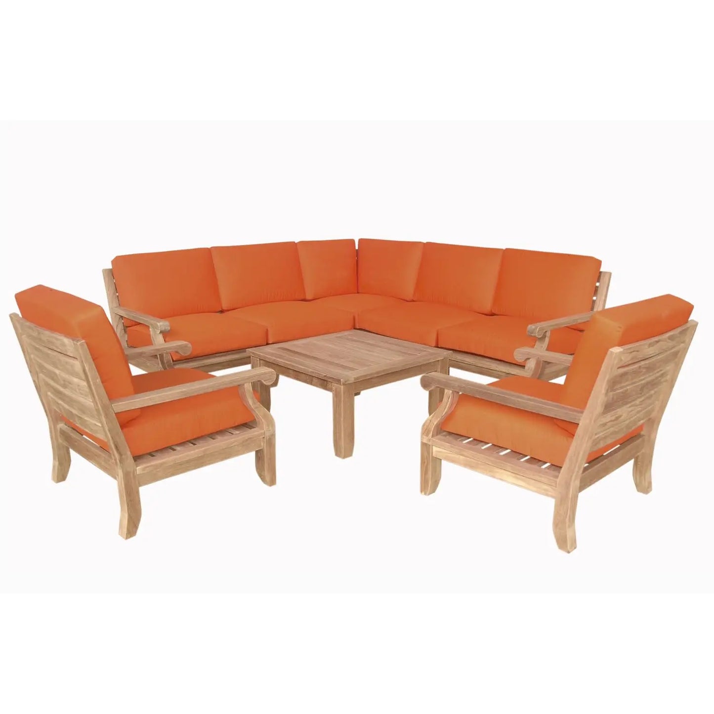 8 Piece Modular Outdoor Furniture Set Deep Seating Teak Patio Conversation