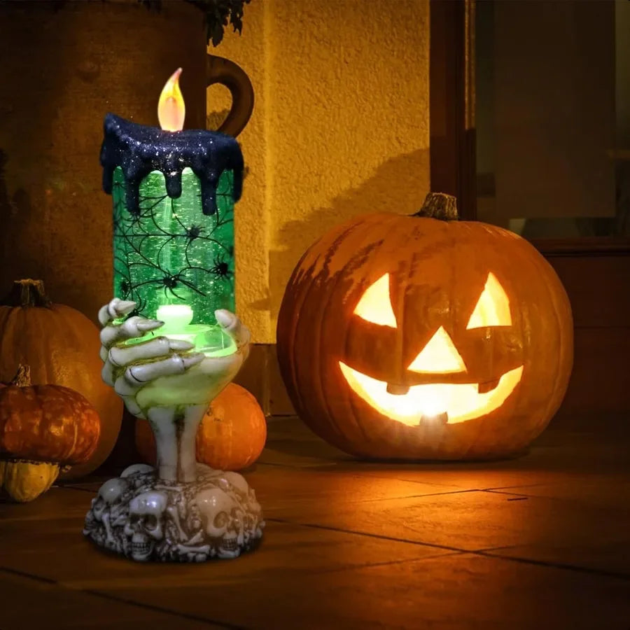 Halloween Spooky Snow Globe Candles Lighted USB Powered
