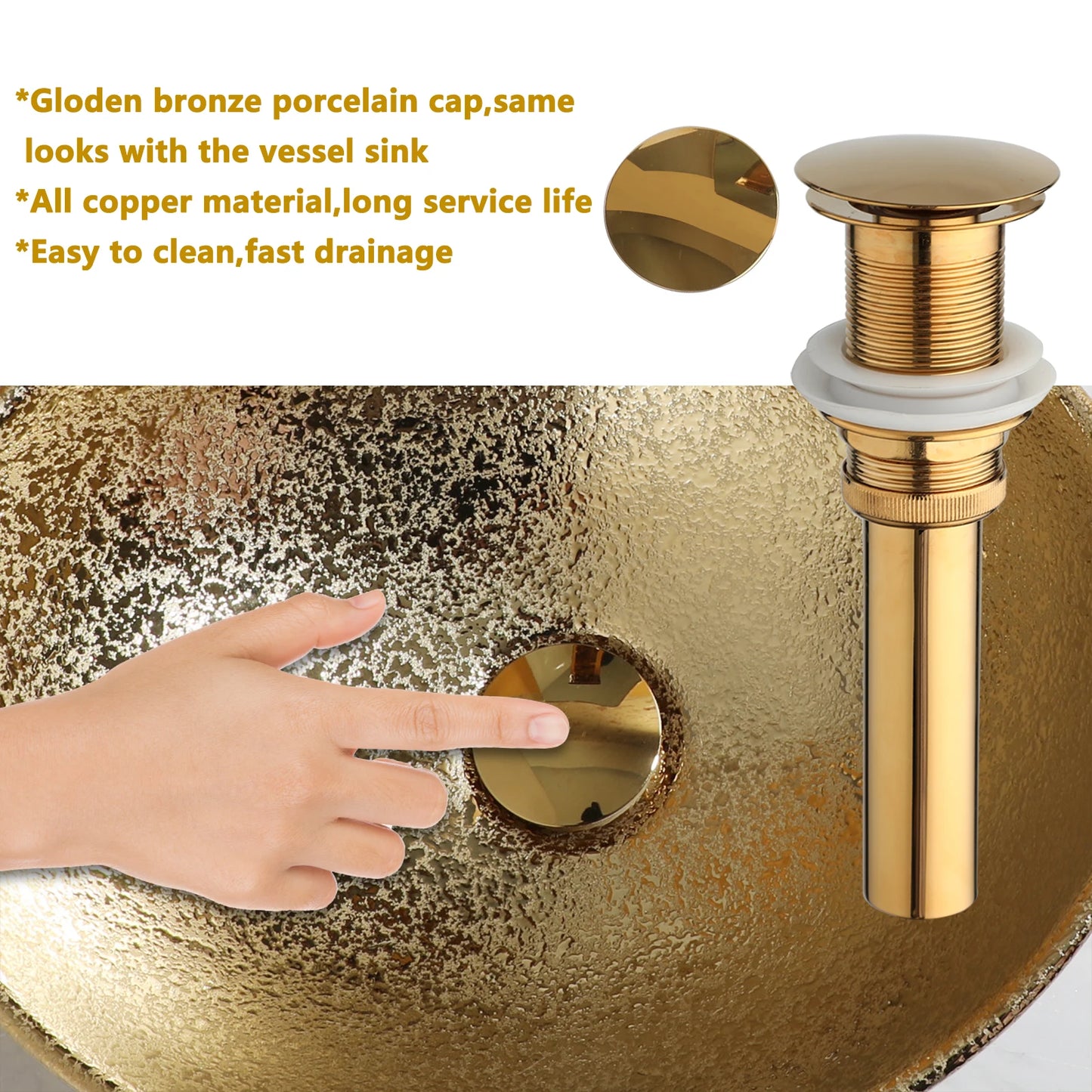 ZAPPO Marbling Rectangle Vessel Sink With Faucet Drain