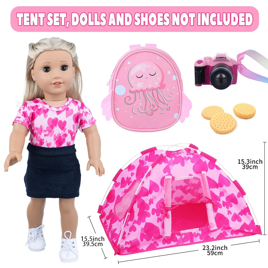 Cuddly Dress and Puppy Tent Accessories for 18 Inch Dolls