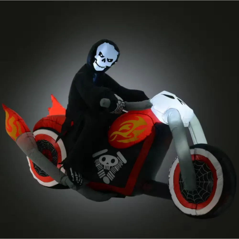 LED Grim Reaper Flaming Motorcycle Halloween Inflatable