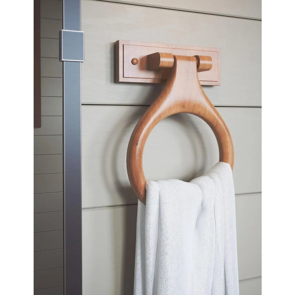 Bathroom Wall Mounted Towel Ring Honey Oak Easy Install