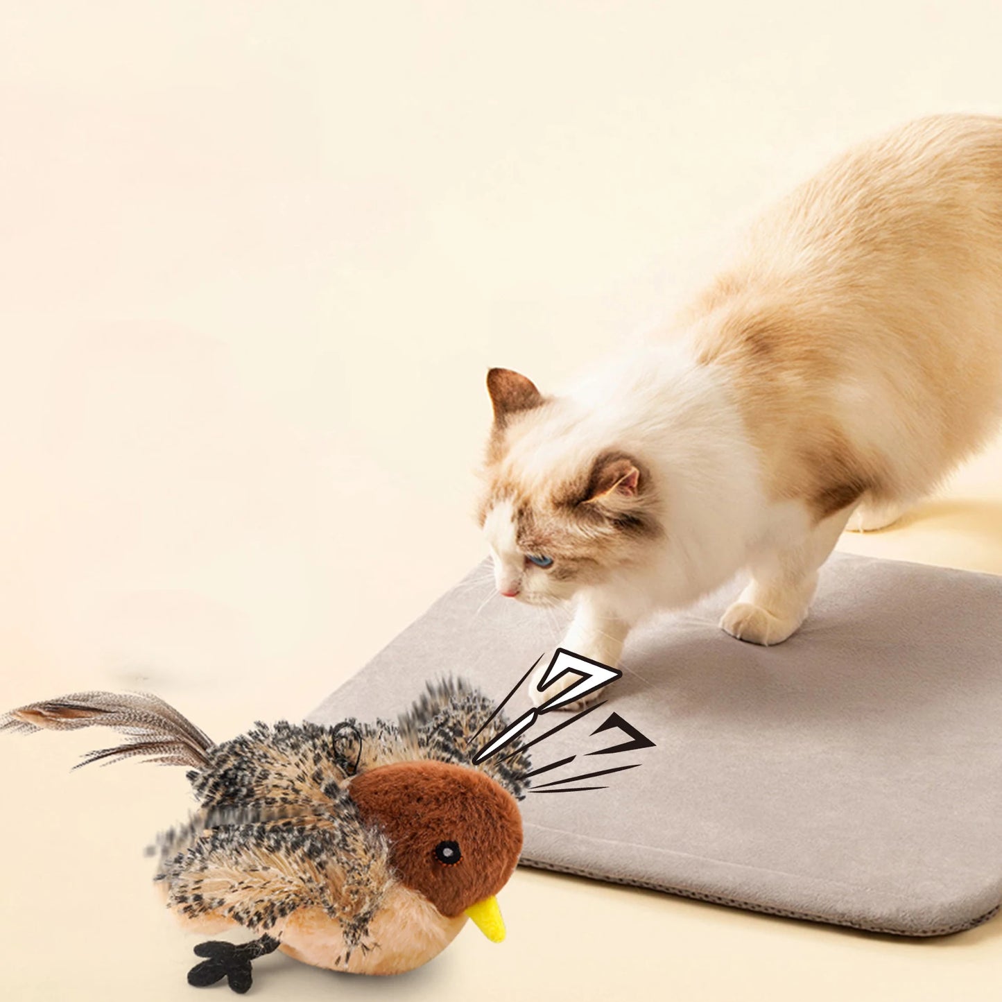 Remote Control Chirping Bird Plush Toy for Kitten and Cat