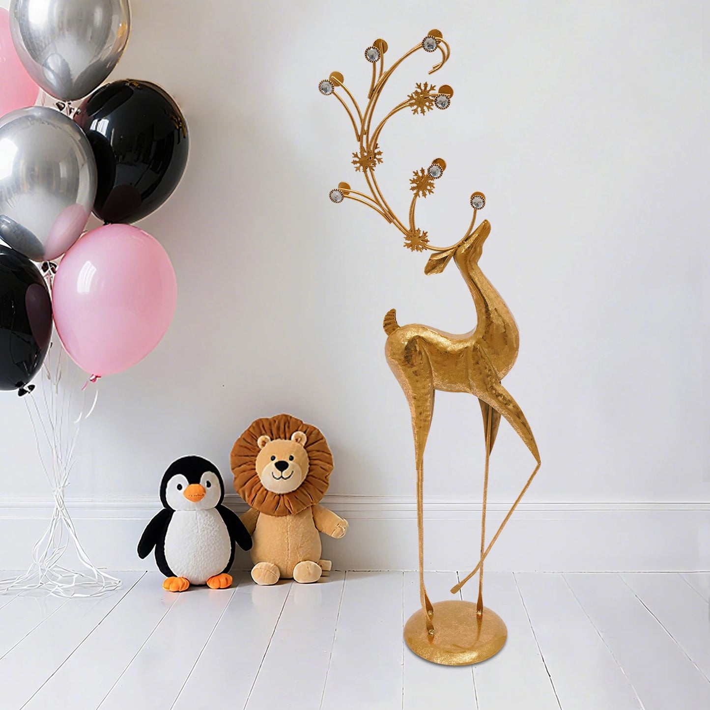 House Studio Gold Reindeer Statue Christmas Decor Indoor