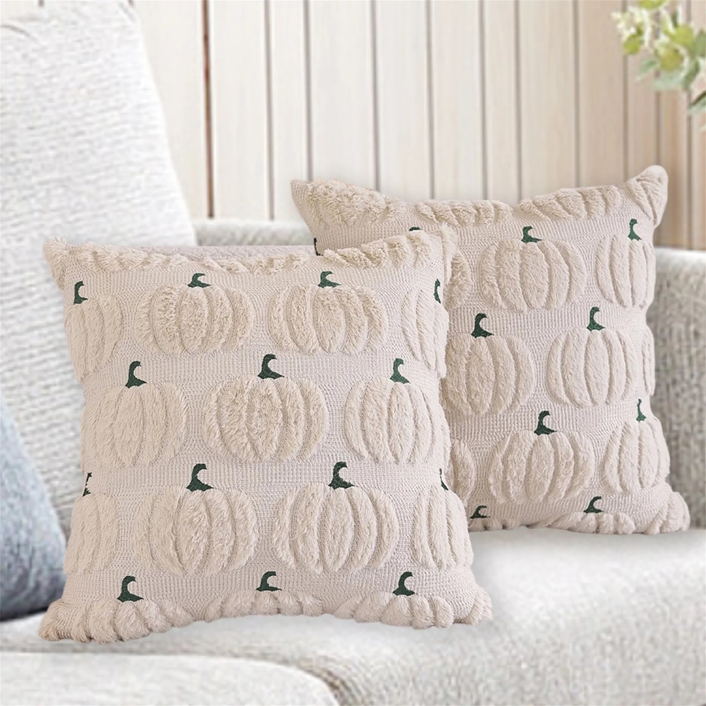 Spooky Halloween Pillowcase With Fuzzy Pumpkin Jacquard