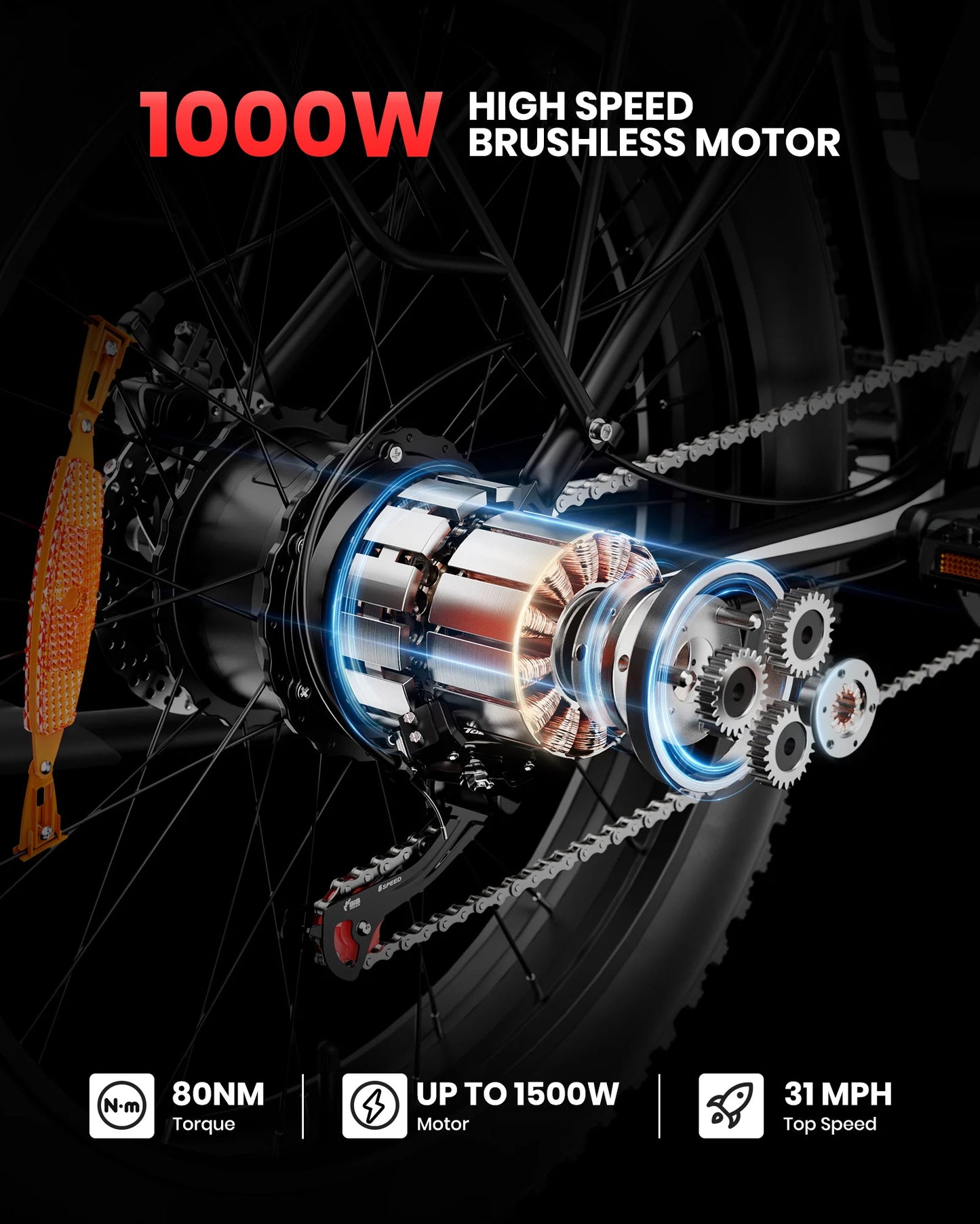 Amyet EB26 Electric Bike 1000W 48V 26 Inch Fat Tire