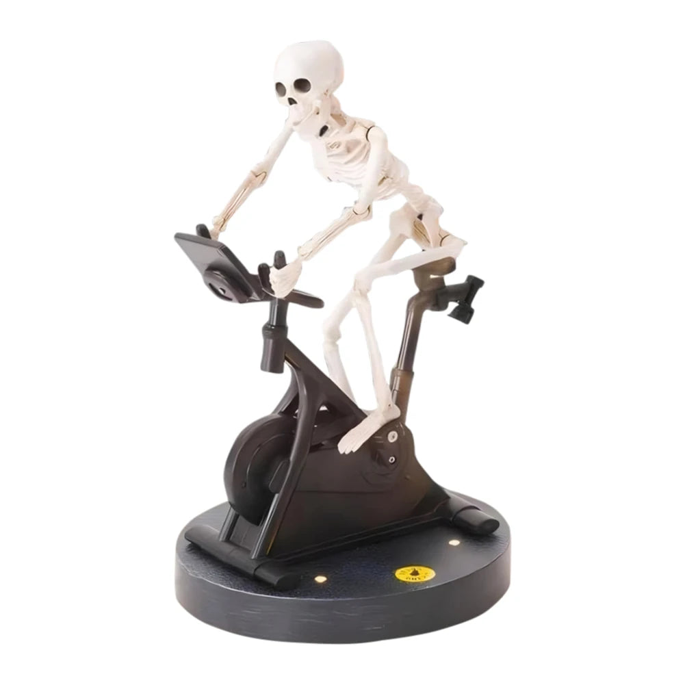 Resin Skeleton Riding Bike Statue Halloween Decor Skeleton Exercise Bike Decoration