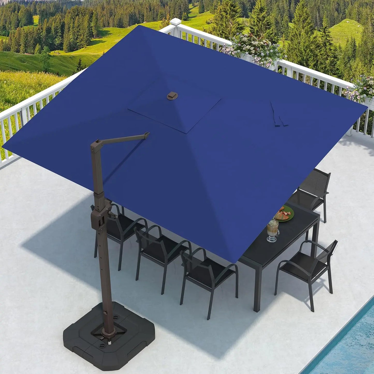 9x12 Cantilever Patio Umbrella With Base Included Rectangular Offset 7 Tilts
