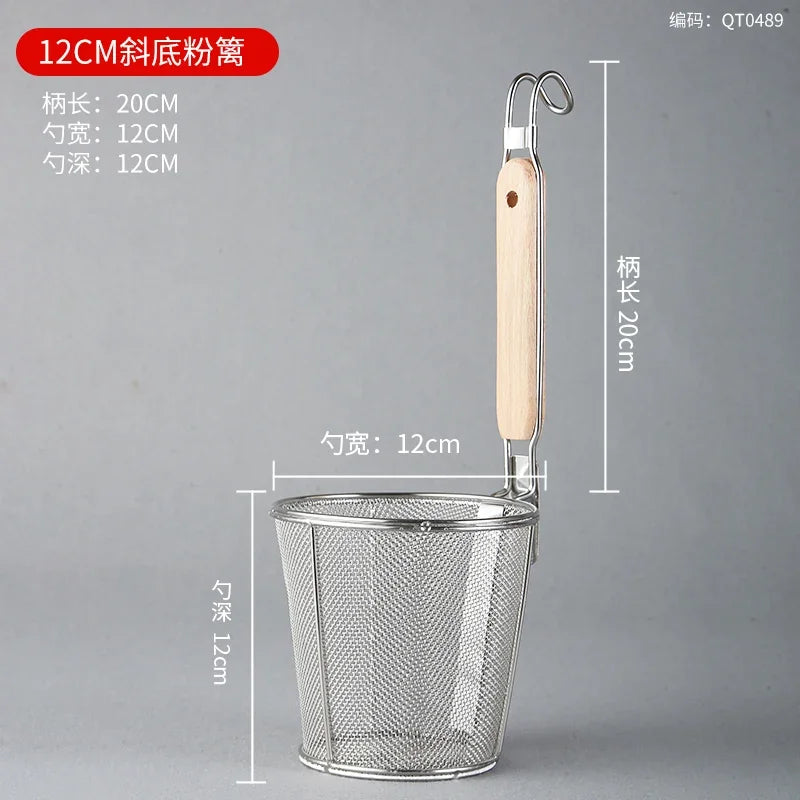 Stainless Steel Colander With Wooden Handle Mesh Strainer