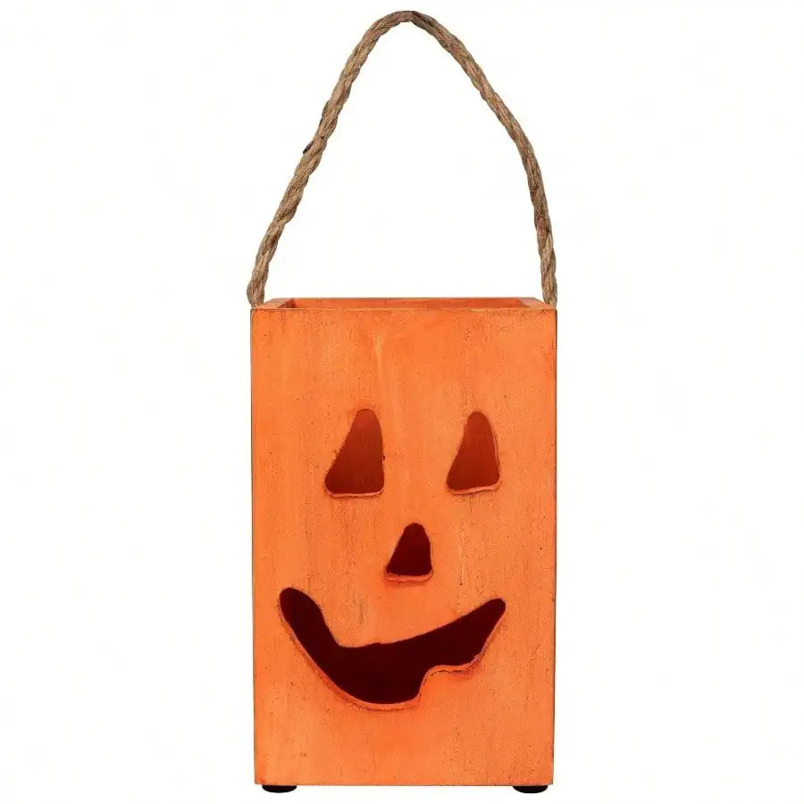 Large Scented Orange Halloween Candle Wood Wick 8 Hour Burn