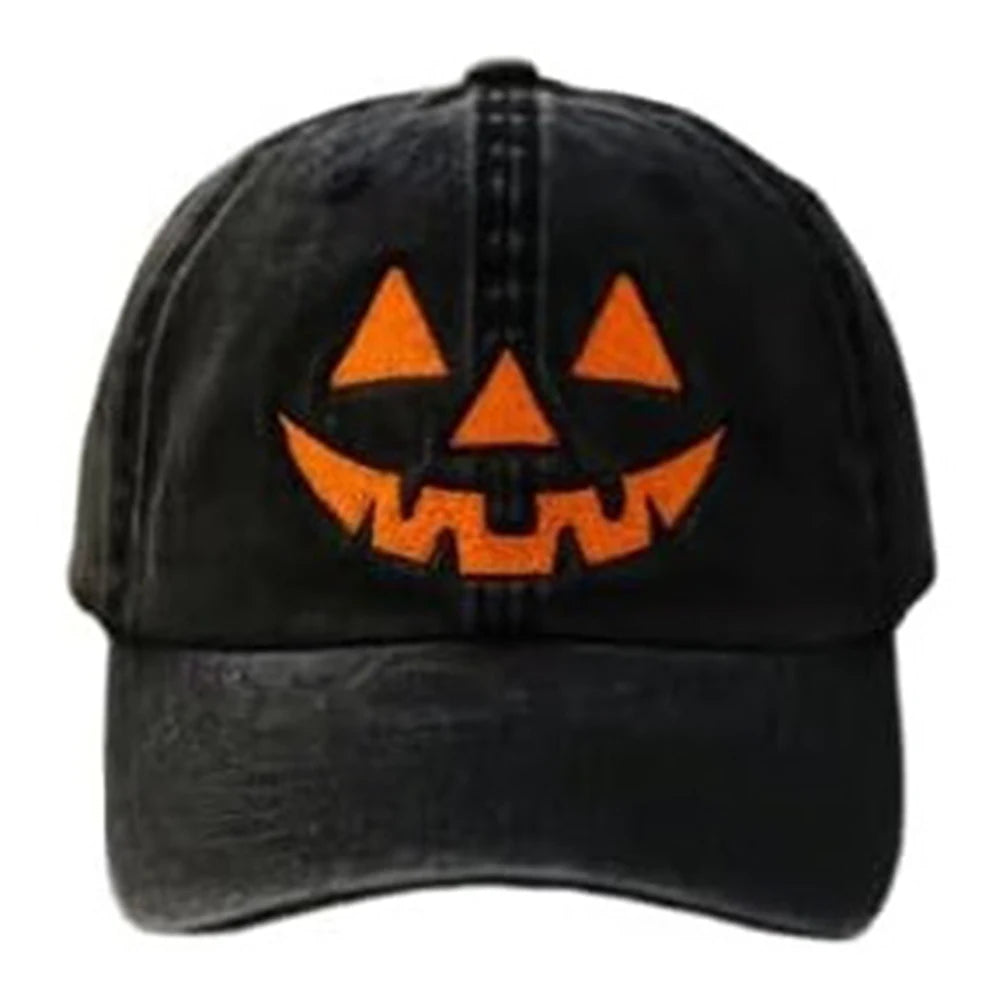 Halloween Pumpkin Face Baseball Hat Men Women Unisex Outdoor Embroidered Cap