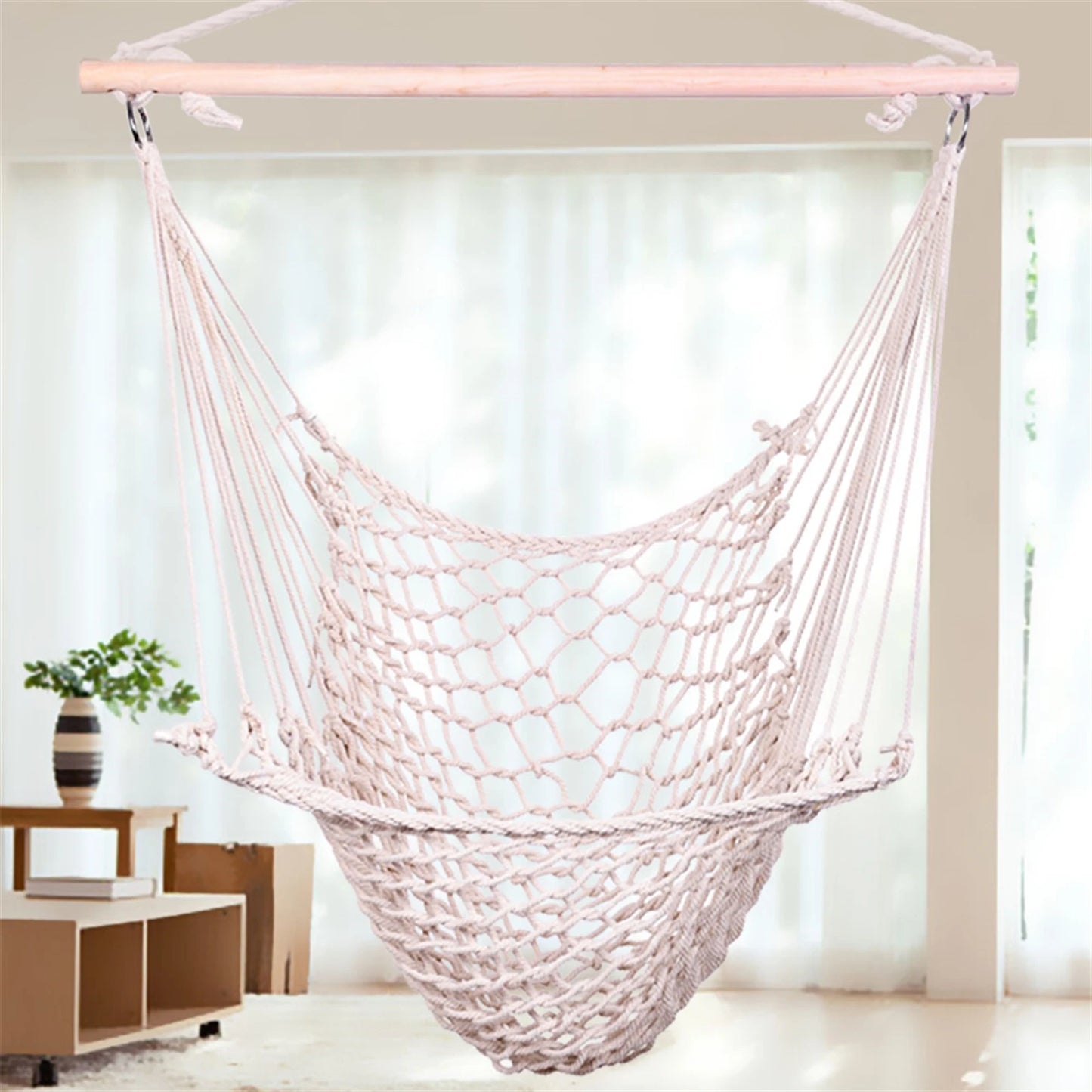 Nordic White Hanging Hammock Chair Indoor Outdoor Garden Dormitory Single Safety Swing for Adults and Kids