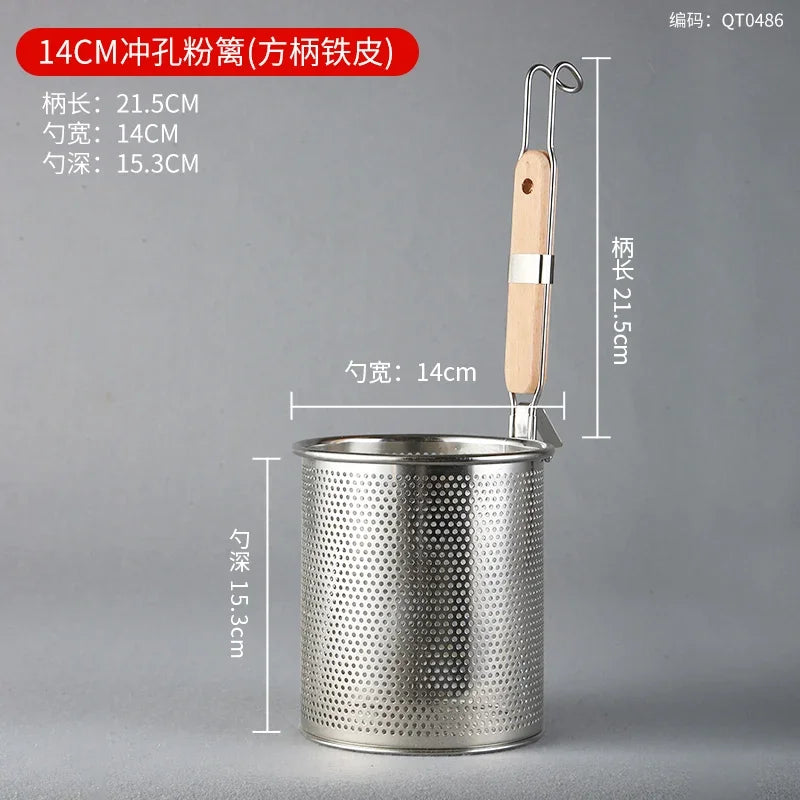 Stainless Steel Colander With Wooden Handle Mesh Strainer
