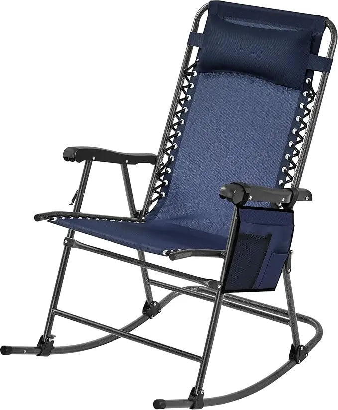 26 Inch Zero Gravity Rocking Chair Folding Reclining Lounge Chair For Outdoor Patio Lawn Beige Alloy Steel Frame Fabric Seat
