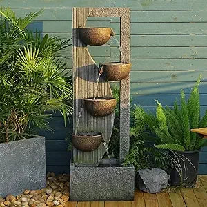31.9 Inch S Shaped Outdoor Fountain With Led Lights