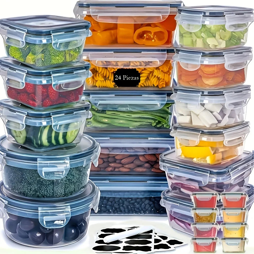 BPA Free 24 Piece Food Storage Set With Airtight Containers Lids And Labels
