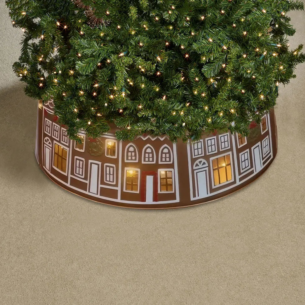 Gingerbread House Tree Collar With LED Lights Skirt