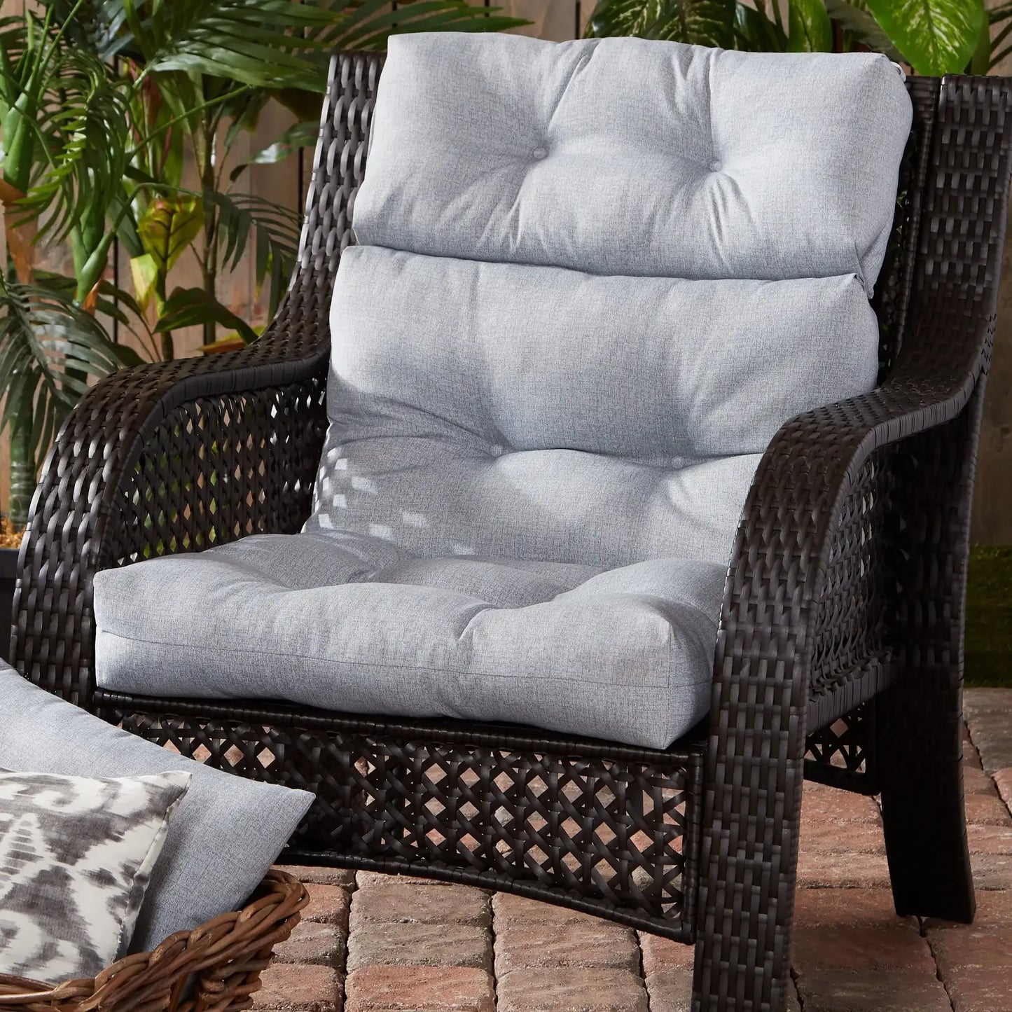 Heather Gray 44 x 22 Inch Outdoor High Back Chair Cushion