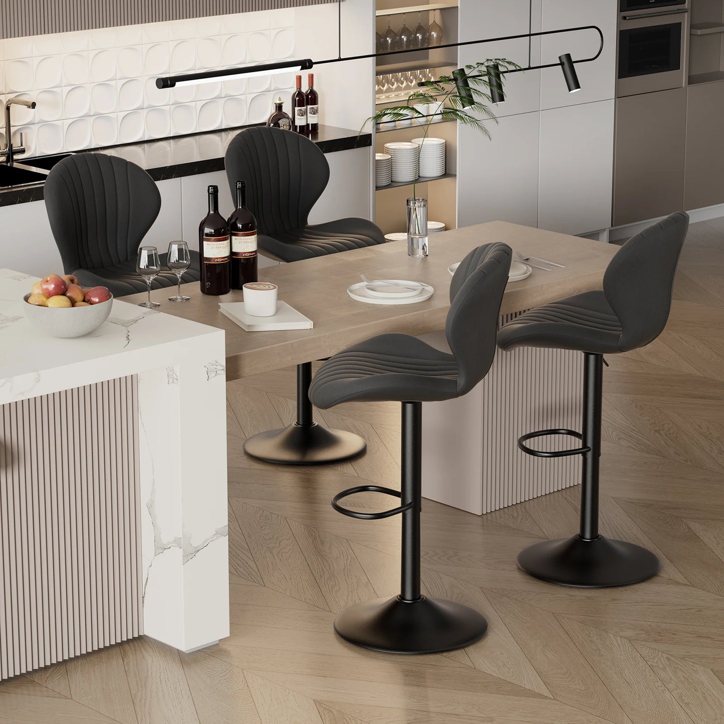 Modern Dining Chair Set 2 Pieces Bar Stools With Backrest