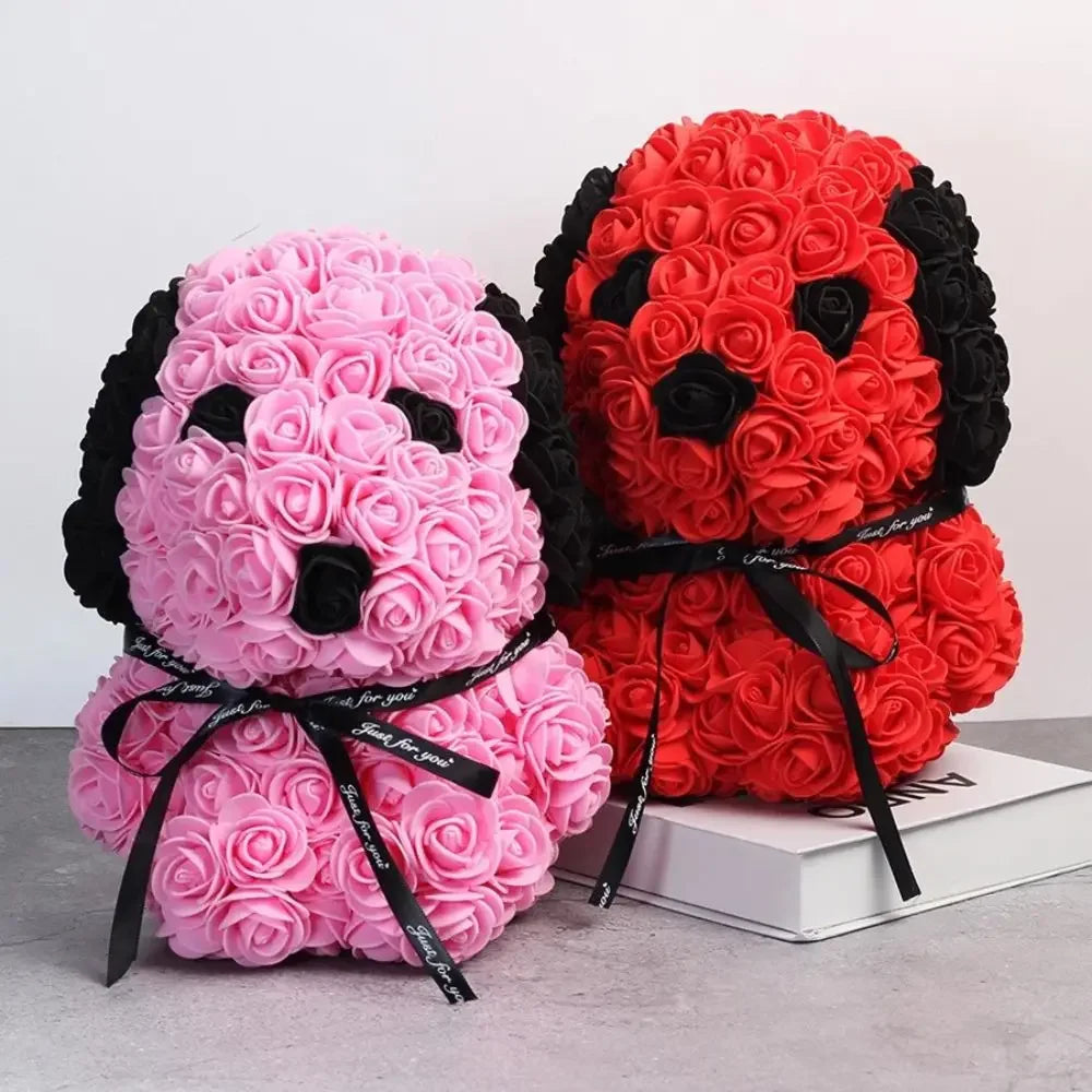 25cm Teddy Rose Dog Artificial Flower Home Decor Valentines