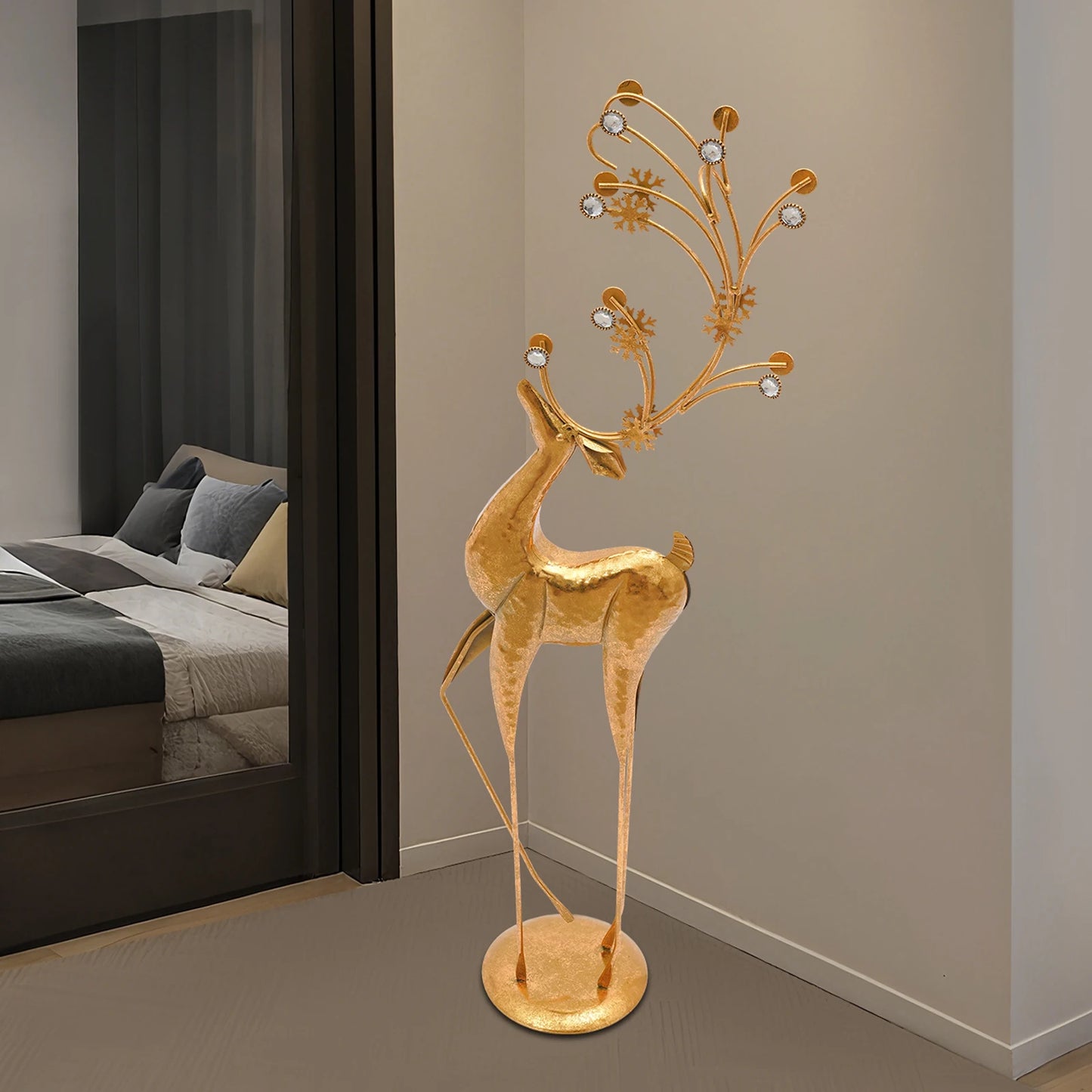 House Studio Gold Reindeer Statue Christmas Decor Indoor