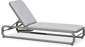 Outdoor Adjustable Chaise Lounge Chair With Cushion Aluminum Poolside Teak