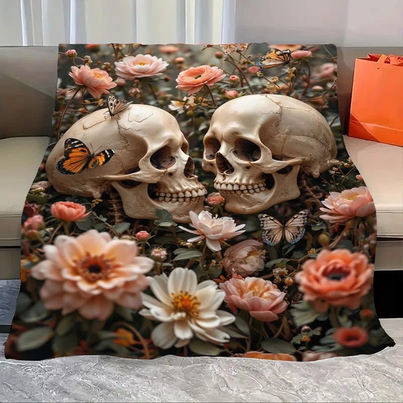 Halloween Baby Blanket Spooky Pumpkin Skeletons And Bats