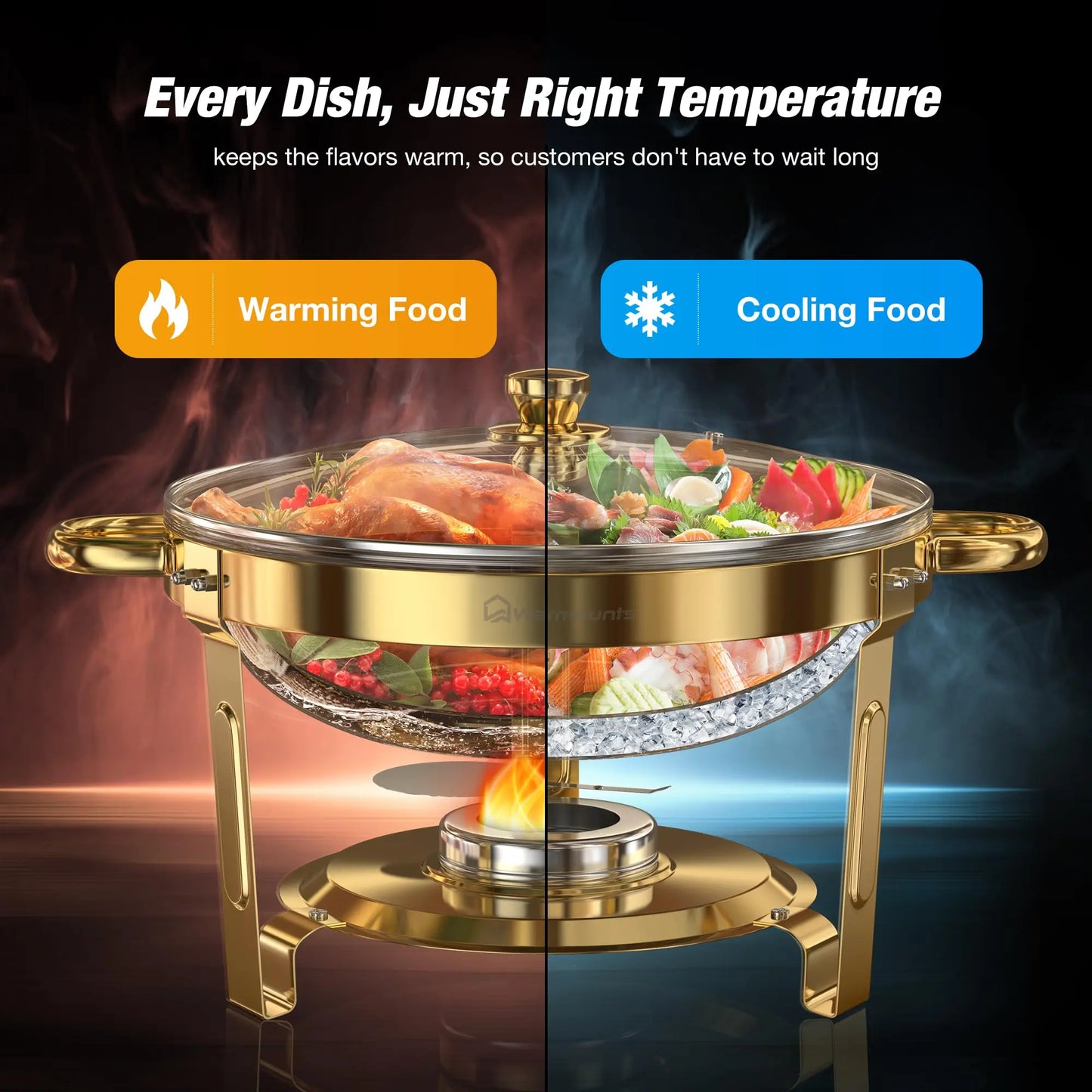 2 Pack And 4 Pack Chafing Dishes Buffet Round 5 Qt Stainless