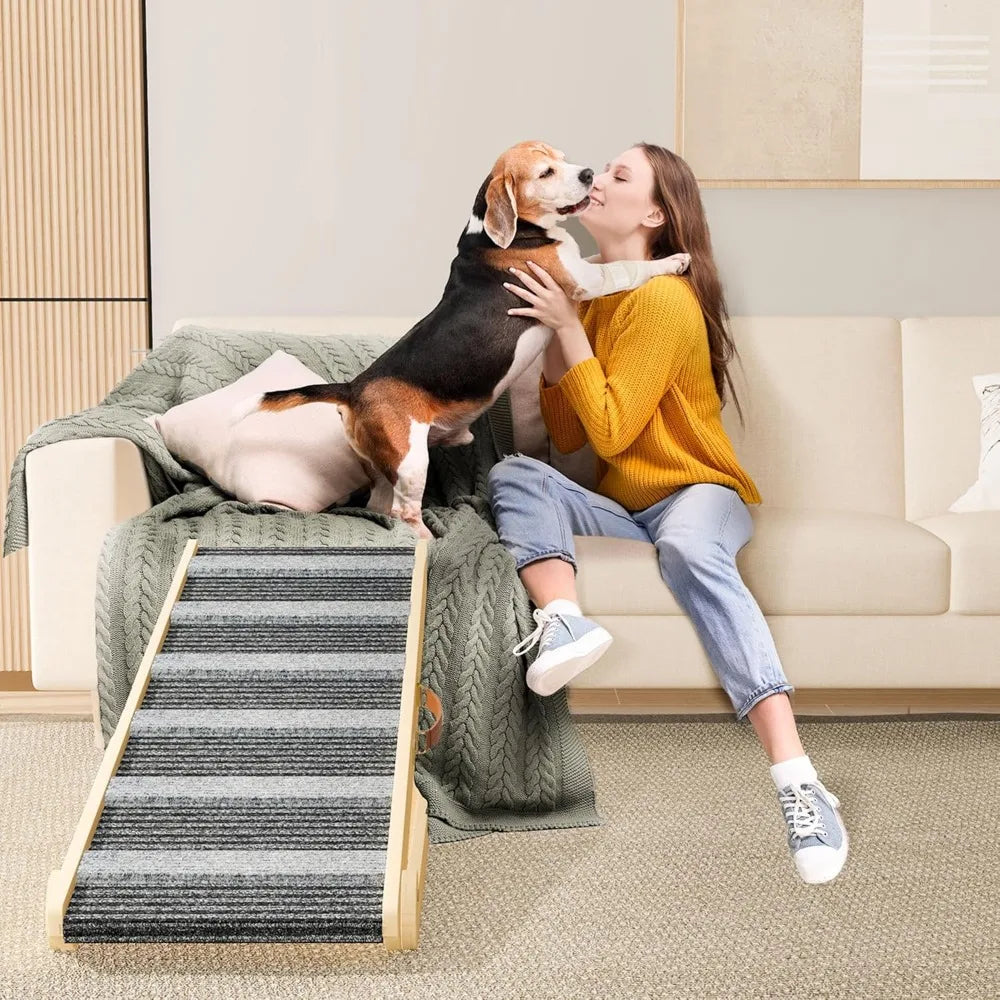 Portable Dog Ramp 7 Adjustable Heights 11 To 26.6 Inches Non Slip High Traction