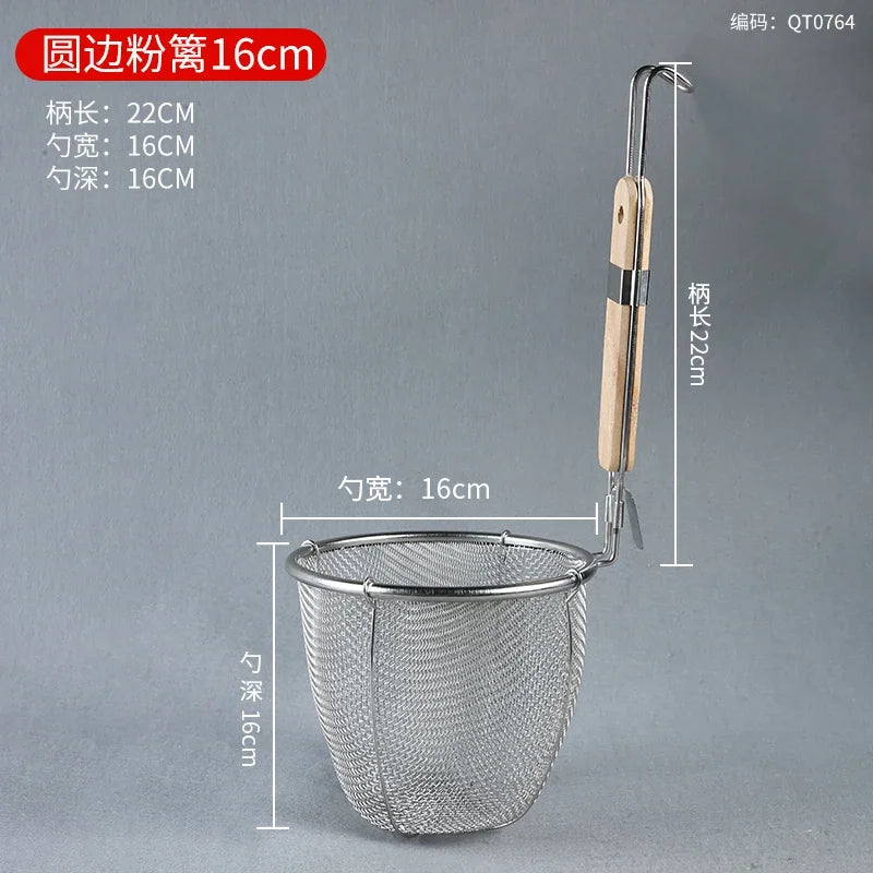 Stainless Steel Colander With Wooden Handle Mesh Strainer